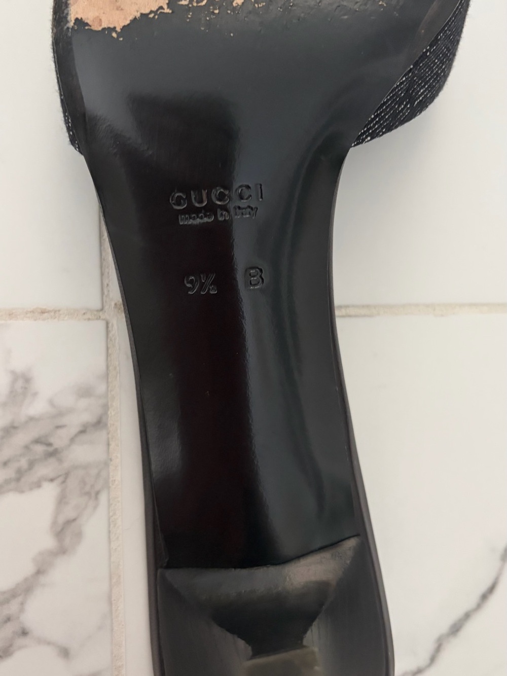 Gucci Black Monogram Open-Toe Slide Mules - Picture 4 of 5